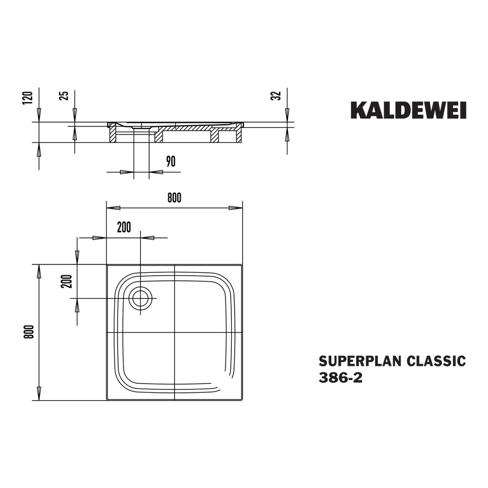 Kaldewei Duschwanne Superplan Classic Rechteckig 32/25x800x800mm d. 90mm Pergamo... KALDEWEI-447548040231 4001112462348 (Abb. 3)