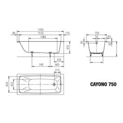 Kaldewei Badewanne Cayono rechteckig 410x750x1700mm 136l Alpinweiß m. InvisibleG... KALDEWEI-275000011001 4063728677783 (Abb. 1)