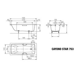 Kaldewei Badewanne Cayono Star rechteckig 410x700x1500mm 89l Alpinweiß m. Antisl... KALDEWEI-275330000001 4001112909386 (Abb. 1)