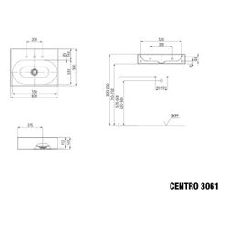 Kaldewei Wandwaschtisch Centro rechteckig 120x500x600mm, Cool Grey 70, 1 HL, ohn... KALDEWEI-903406013665 4063728475891 (Abb. 1)