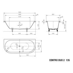 Kaldewei Badewanne Centro Duo 2 Kombi.-Form 485x800x1800mm 195l Alpinweiß m. ÜL,... KALDEWEI-283500010001 4001112809365 (Abb. 1)