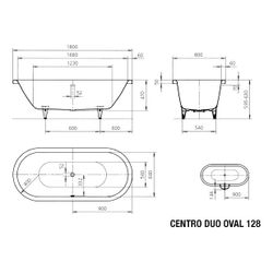 Kaldewei Badewanne Centro Duo oval 485x800x1800mm 195l Alpinweiß m. InvisibleGri... KALDEWEI-282800011001 4063728693158 (Abb. 1)