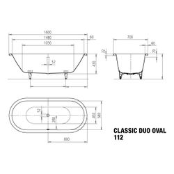 Kaldewei Badewanne Classic Duo oval 430x700x1600mm 95l Manhattan m. Antislip, ÜL... KALDEWEI-291330000199 4063727012837 (Abb. 1)