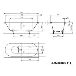 Kaldewei Badewanne Classic Duo rechteckig 430x900x1900mm 213l Alpinweiß m. ÜL, o... KALDEWEI-291500010001 4001112711835 (Abb. 1)