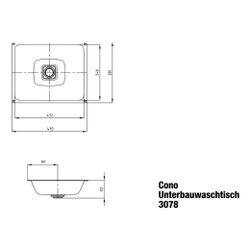 Kaldewei Unterbauwaschtisch Cono rechteckig 112x381x470mm, Cool Grey 30, ohne HL... KALDEWEI-908506003663 4063728005272 (Abb. 1)
