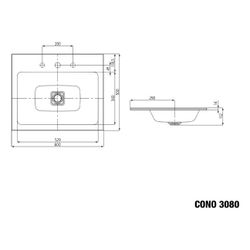 Kaldewei Einbauwaschtisch Cono rechteckig 112x500x600mm, Cool Grey 70, 1 HL, ohn... KALDEWEI-901606013665 4063728474702 (Abb. 1)