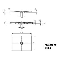 Kaldewei Duschwanne Conoflat Rechteckig 32/23x900x800mm d. 120mm Pergamon, m. PE... KALDEWEI-465048043231 4001112762431 (Abb. 1)