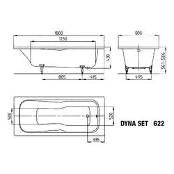 Kaldewei Badewanne Dyna Set rechteckig 430x800x1800mm 169l Alpinweiß m. Antislip... KALDEWEI-226430000001 4001112129548 (Abb. 1)