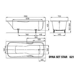 Kaldewei Badewanne Dyna Set Star rechteckig 430x750x1700mm 169l Alpinweiß m. Ant... KALDEWEI-226230003001 4001112371725 (Abb. 1)
