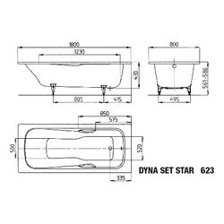 Kaldewei Badewanne Dyna Set Star rechteckig 430x800x1800mm 169l Warm Beige 20 m.... KALDEWEI-226500010661 4063727854048 (Abb. 1)