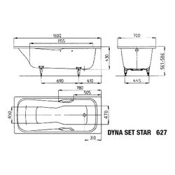 Kaldewei Badewanne Dyna Set Star rechteckig 430x700x1600mm 122l Manhattan m. Ant... KALDEWEI-226930000199 4063727073067 (Abb. 1)