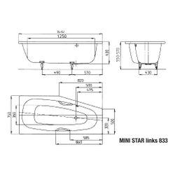 Kaldewei Badewanne Mini Star Kombi.-Form 430x750x1570mm Links 110l Pergamon m. V... KALDEWEI-224934013231 4001112625927 (Abb. 1)