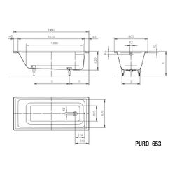 Kaldewei Badewanne Puro rechteckig 420x800x1800mm 170l Bahamabeige m. Antislip, ... KALDEWEI-256330000030 4001112687772 (Abb. 1)