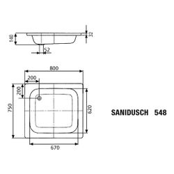 Kaldewei Duschwanne Sanidusch Rechteckig 32/140x800x750mm d. 52mm Alpinweiß/Weiß... KALDEWEI-331500010001 4001112142103 (Abb. 1)