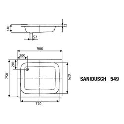 Kaldewei Duschwanne Sanidusch Rechteckig 32/140x900x750mm d. 52mm Alpinweiß/Weiß... KALDEWEI-331600010001 4001112144596 (Abb. 1)