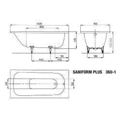 Kaldewei Badewanne Saniform Plus rechteckig 410x700x1400mm 67l Alpinweiß m. ÜL, ... KALDEWEI-111500010001 4001112028957 (Abb. 1)