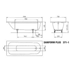 Kaldewei Badewanne Saniform Plus rechteckig 410x730x1700mm 111l Alpinweiß m. ÜL,... KALDEWEI-112900010001 4001112260326 (Abb. 1)