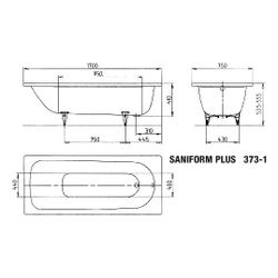 Kaldewei Badewanne Saniform Plus rechteckig 410x750x1700mm 123l Alpinweiß m. ÜL,... KALDEWEI-112600010001 4001112051542 (Abb. 1)