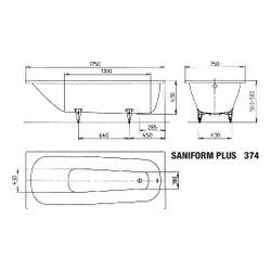 Kaldewei Badewanne Saniform rechteckig 430x750x1750mm 145l Manhattan m. ÜL, PEFF... KALDEWEI-112200013199 4001112432075 (Abb. 1)
