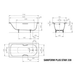 Kaldewei Badewanne Saniform Star rechteckig 430x750x1750mm 145l Alpinweiß m. Ant... KALDEWEI-133830003001 4001112464038 (Abb. 1)