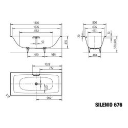 Kaldewei Badewanne Silenio rechteckig 435x800x1800mm 140l Alpinweiß m. ÜL, o. An... KALDEWEI-267600010001 4001112960318 (Abb. 1)