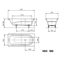 Kaldewei Badewanne Vaio rechteckig 430x800x1700mm 145l Pergamon m. Vollantislip,... KALDEWEI-234034010231 4001112618141 (Abb. 1)