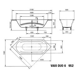 Kaldewei Badewanne Vaio Duo 6 Sechseck 430x800x2100mm 155l Alpinweiß, Weiß m. ÜL... KALDEWEI-233200010001 4001112445112 (Abb. 1)
