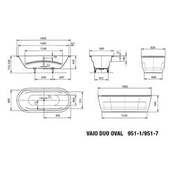 Kaldewei Badewanne Vaio Duo oval 430x800x1800mm 155l Pergamon m. ÜL, o. Antislip... KALDEWEI-233100010231 4001112469248 (Abb. 1)