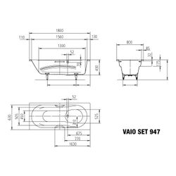 Kaldewei Badewanne Vaio Set Star rechteckig 430x800x1800mm 135l Schwarz m. Antis... KALDEWEI-234730003701 4063727148208 (Abb. 1)
