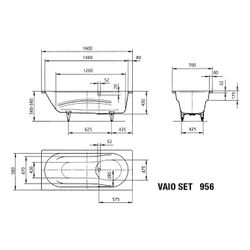 Kaldewei Badewanne Vaio Set rechteckig 430x700x1600mm 100l Schwarz m. S-ÜL, o. A... KALDEWEI-233623000701 4063727751668 (Abb. 1)