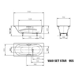 Kaldewei Badewanne Vaio Set Star rechteckig 430x750x1700mm 135l Pergamon m. Voll... KALDEWEI-233534010231 4001112575819 (Abb. 1)