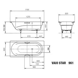 Kaldewei Badewanne Vaio Star rechteckig 430x800x1700mm 145l Alpinweiß, Weiß m. A... KALDEWEI-234130003001 4001112483978 (Abb. 1)