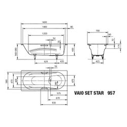Kaldewei Badewanne Vaio Set Star rechteckig 430x700x1600mm 100l Pergamon m. GL.,... KALDEWEI-233700013231 4001112551110 (Abb. 1)