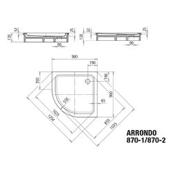 Kaldewei Duschwanne Arrondo Viertelkreis 32/25x900x900mm d. 90mm Pergamon, o. An... KALDEWEI-460000010231 4001112663974 (Abb. 1)