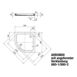 Kaldewei Duschwanne Arrondo Viertelkreis 80/65x900x900mm d. 90mm Manhattan, mit ... KALDEWEI-460430003199 4063727328136 (Abb. 1)