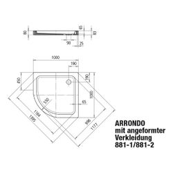 Kaldewei Duschwanne Arrondo Viertelkreis 80/65x1000x1000mm d. 90mm Alpinweiß/Wei... KALDEWEI-460500010001 4001112644324 (Abb. 1)