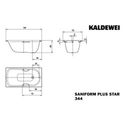 Kaldewei Badewanne Saniform Plus Star rechteckig 480x750x1400mm 110l Bahamabeige... KALDEWEI-134430003030 4063727064904 (Abb. 1)
