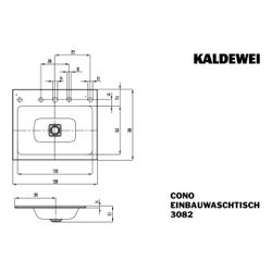 Kaldewei Einbauwaschtisch Cono rechteckig 112x500x1200mm, Cool Grey 30, 3 HL, oh... KALDEWEI-901806033663 4063728474931 (Abb. 1)