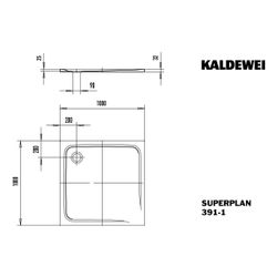 Kaldewei Duschwanne Superplan Classic Rechteckig 32/25x1000x1000mm d. 90mm Alpin... KALDEWEI-447030020001 4001112298596 (Abb. 1)