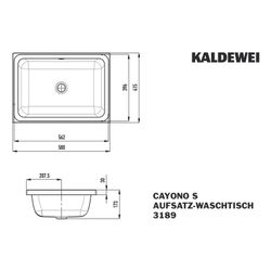 Kaldewei Aufsatzwaschtisch Cayono rechteckig 173x415x580mm, Alpinweiß/Chrom, ohn... KALDEWEI-913606000001 4055761222181 (Abb. 1)