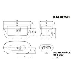 Kaldewei Badewanne Oyo Duo oval 439x770x1630mm 148l Alpinweiß m. ÜL, Garn.KA4032... KALDEWEI-205043500001 4055761301602 (Abb. 1)