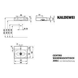 Kaldewei Wandwaschtisch Centro rechteckig 120x500x600mm, Alpinweiß, 1 HL, ohne Ü... KALDEWEI-903406013001 4001112983348 (Abb. 1)