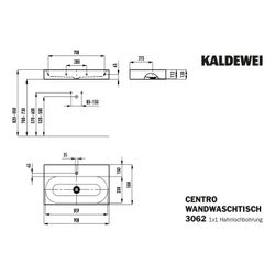 Kaldewei Wandwaschtisch Centro rechteckig 120x500x900mm, Alpinweiß, 1 HL, ohne Ü... KALDEWEI-903506013001 4001112974568 (Abb. 1)