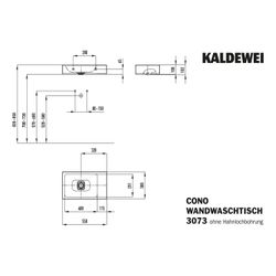 Kaldewei Wand-Handwaschtisch Cono rechteckig 102x300x550mm, Warm Grey 60, rechts... KALDEWEI-908006003671 4063728105880 (Abb. 1)