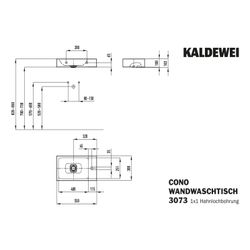 Kaldewei Wand-Handwaschtisch Cono rechteckig 102x300x550mm, Cool Grey 30, links,... KALDEWEI-908006393663 4055761265584 (Abb. 1)