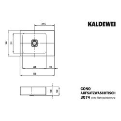 Kaldewei Aufsatz-Handwaschtisch Cono rechteckig 102x300x550mm, Manhattan, ohne H... KALDEWEI-908106003199 4063727749849 (Abb. 1)