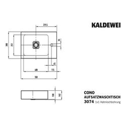 Kaldewei Aufsatz-Handwaschtisch Cono rechteckig 102x300x550mm, Cool Grey 70, 1 H... KALDEWEI-908106013665 4063728400350 (Abb. 1)