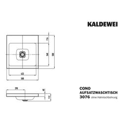 Kaldewei Aufsatzwaschtisch Cono rechteckig 112x500x500mm Rh. 40mm, Pergamon, o.H... KALDEWEI-908306003231 4063727166721 (Abb. 1)
