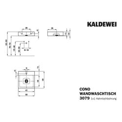 Kaldewei Wandwaschtisch Cono rechteckig 120x500x500mm, Cool Grey 90, 1 HL, ohne ... KALDEWEI-908606013667 4063728005944 (Abb. 1)