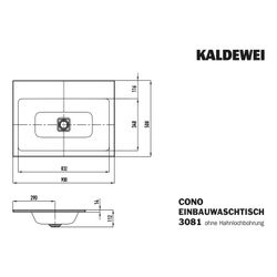 Kaldewei Einbauwaschtisch Cono rechteckig 112x500x900mm, Cool Grey 30, ohne HL, ... KALDEWEI-901706003663 4063728004008 (Abb. 1)